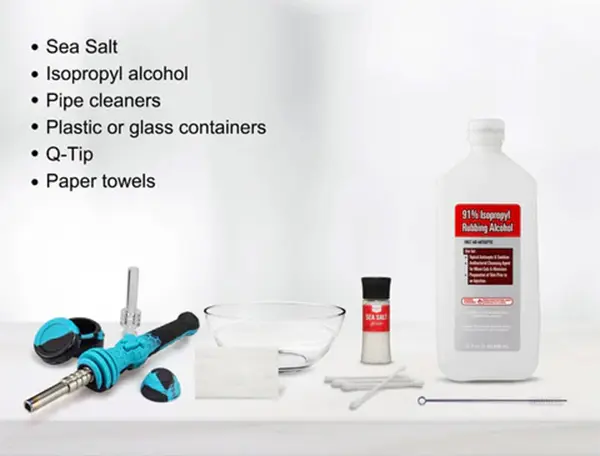 The tools to clean a silicone dab container