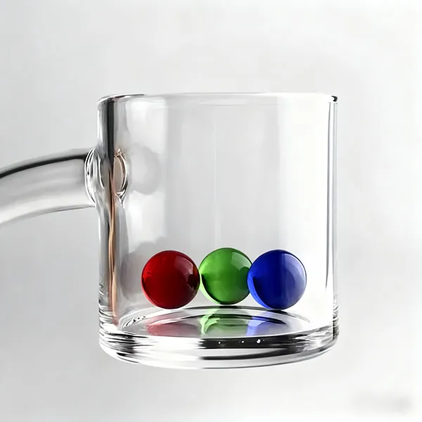 A Red, a green, and a blue terp pearls in a dab rig