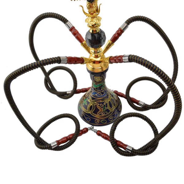 Arab Eagle Shape Glass Metal Ceramic Hookah Set | Narguile Completo 4 Hoses Bar Shisha Set