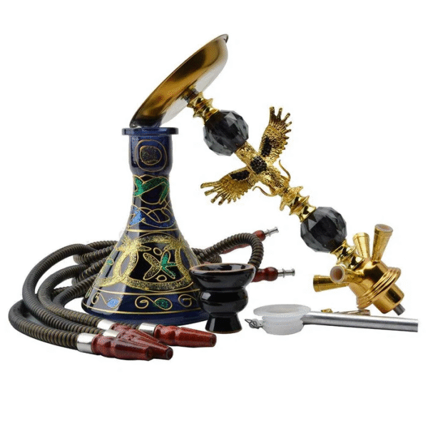 Arab Eagle Shape Glass Metal Ceramic Hookah Set | Narguile Completo 4 Hoses Bar Shisha Set