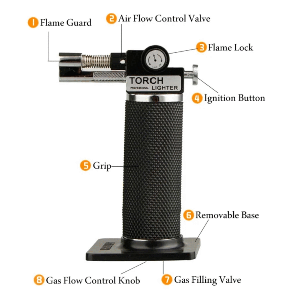 GF829 Dab Torch Cigar Lighter Gas Butane Torch with Detachable Base
