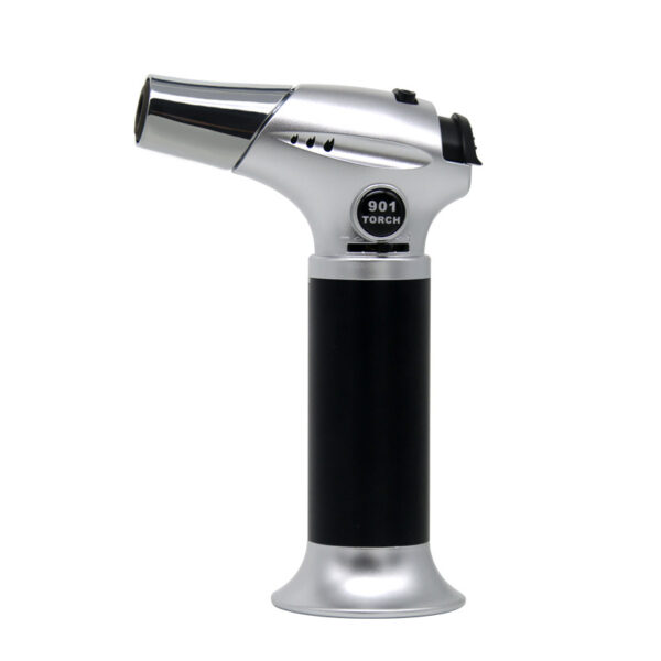 GF901-gun-lighter-silver GF-901 Pocket Butane Torch Lighter Shisha Hookah Cigar Dab Windproof
