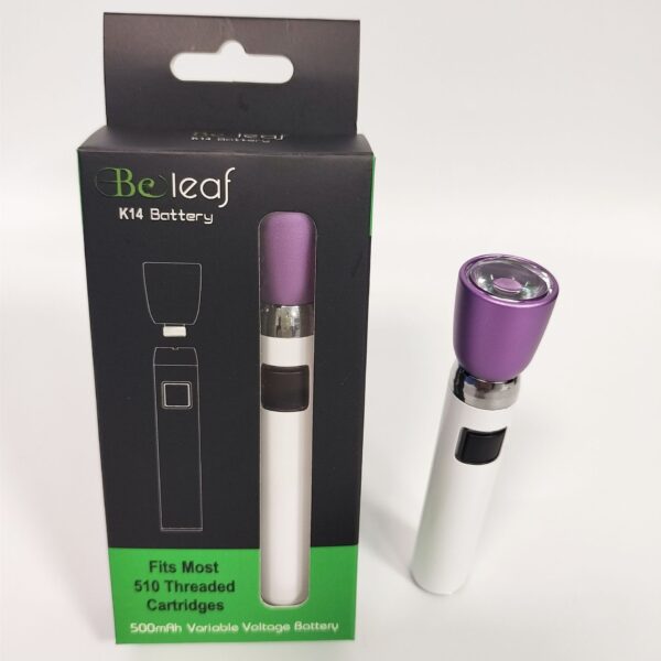 beleaf-k14-battery-white-with-box Beleaf K14 500mAh Preheat Vape Battery | 510 Thread With USB Cable Torch