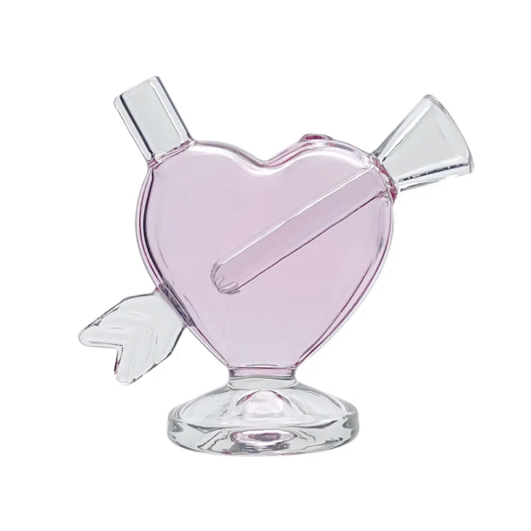 cupids-heart-shaped-pink-bubbler Mini Heart Glass Joint Bubbler | Smart Portable Bong Portable Lightweight