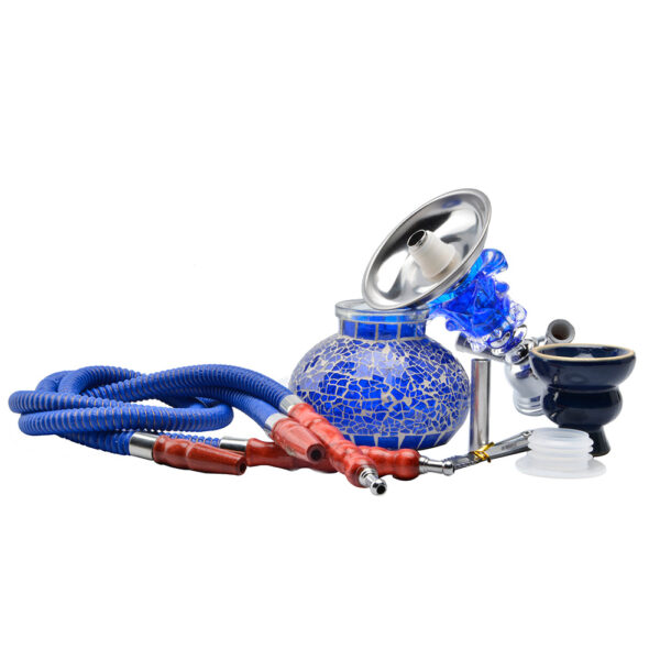 Double Hose Hookah Shisha Set Narguile Glass Vase Ceramic Bowl