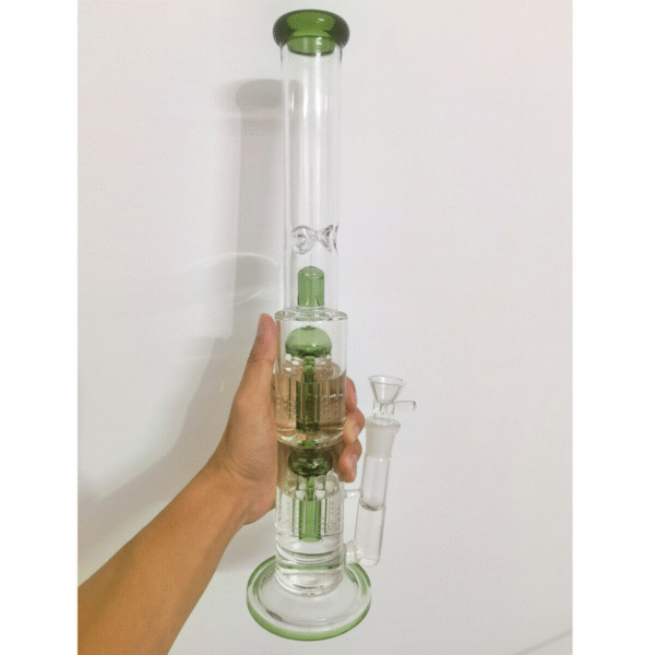 Glass Bong with Green Branch Type | Water Pipe Bubbler w /Ice Catcher Bowl