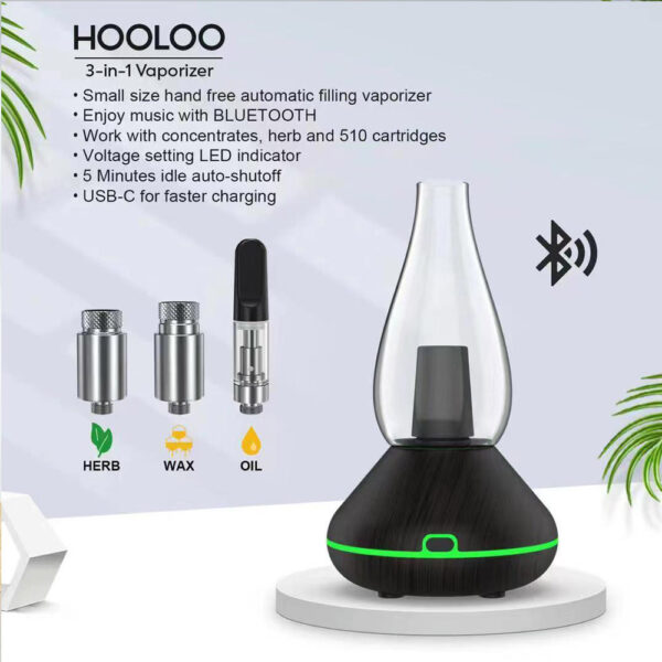 hooloo-erig-vaporizer-black-with-bluetooth-atomizer hooloo erig vaporizer black with bluetooth dry herb wax atomizers and 510 cartridge