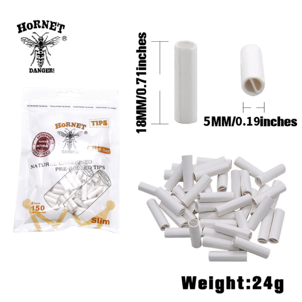 Hornet 5MM 6MM Per Rolled Tips Slim Natural 150Pcs 2 Pack