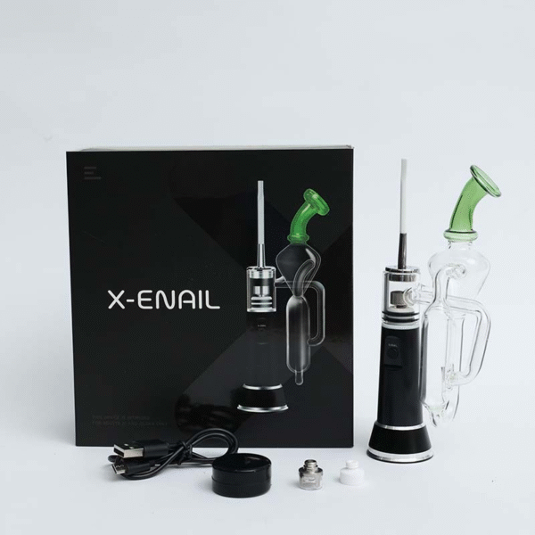 leaf buddi x-enail 1500mah e-rig wax vaporizer kit black with box and accessories