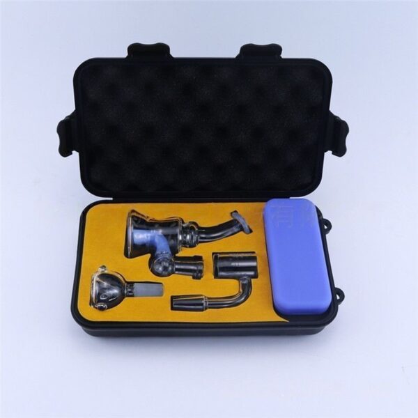 mini-dab-rig-blue Mini Glass Dab Rig Kit | Handheld Water Pipe With 14mm Bowl Quartz Banger
