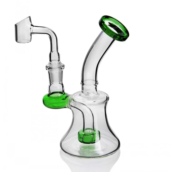 mini-glass-dab-rig-green-with-14mm-bowl Clear-High Borosilicate Mini Glass Dab Rig with With 14MM Bowl