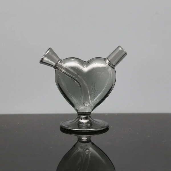 mini-heart-bong-gray Mini Heart Glass Joint Bubbler | Smart Portable Bong Portable Lightweight