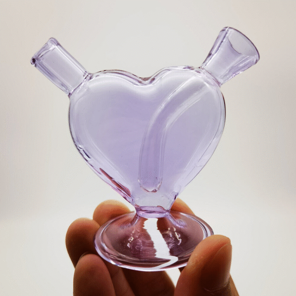 mini-heart-bong-purple-1 Heart-shaped Glass Joint Bubbler purple