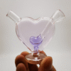 mini-heart-bong-purple-pink Heart-shaped Glass Joint Bubbler | Mini Smart Portable Bong Portable Lightweight - Puffingmaster