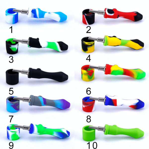 Mini Silicone Nectar Collector Kit | with Titanium Tip Smoking Tool For Glass Water Bongs