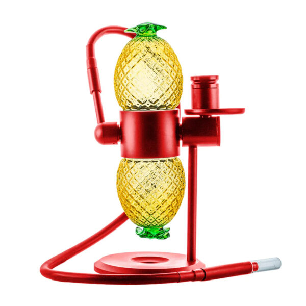 pinapple-gravity-bong-red pineapple gravity bong 360° rotating glass hookah red