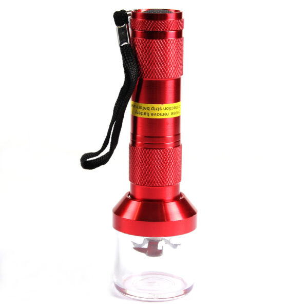 red portable flashlight style electric herb grinder