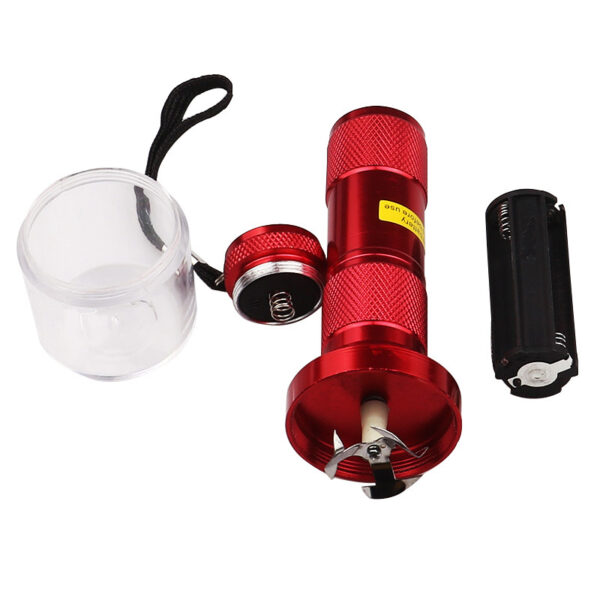 Flashlight style grinder open display with metal cutting blades