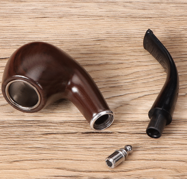 Handmade Wooden Pipe Filter Curved Pipe Smoking Set Portable