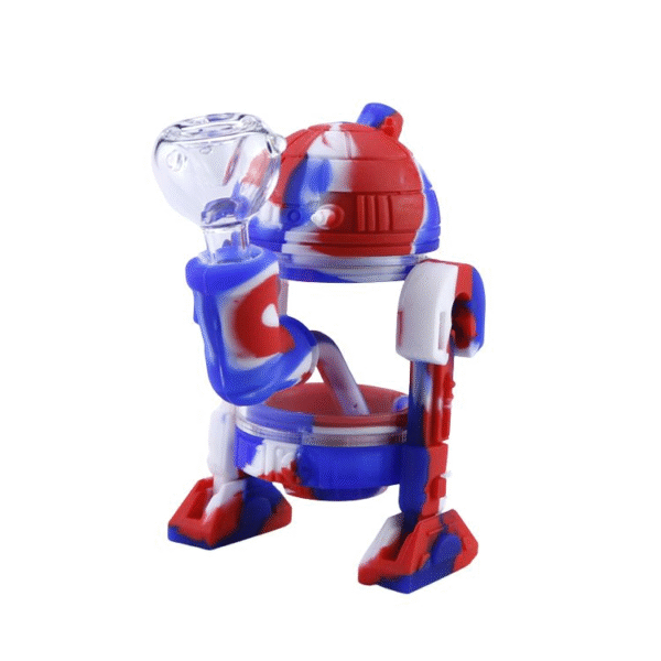 Robot Shape Glass Silicone Bong with Glass Bowl Water Pipe