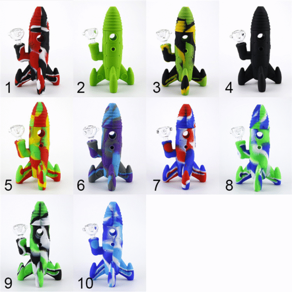 Rocket Silicone Bong 7.7" Glass Water Pipes