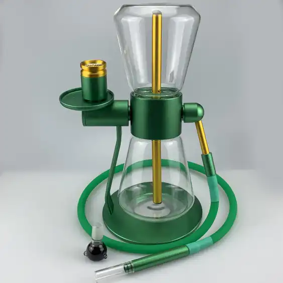 Sandglass Rotating Gravity Bong green with gold