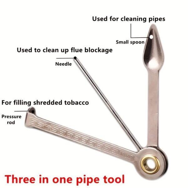 Foldable Three In One Metal Pipe Tool With Spoon Needle And Pressure Rod