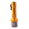 Gold aluminum handheld flashlight style herb grinder with lanyard