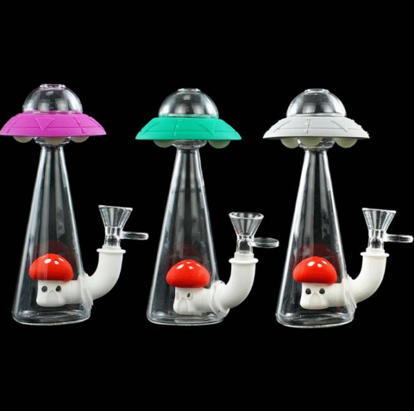 UFO Shape Glass Bong | Silicone Water Pipes Portable Durable