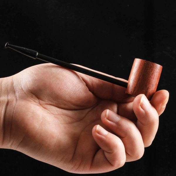 Red Black Sandalwood Popeye Pipe Straight Solid Wooden Pipe 2 Pack