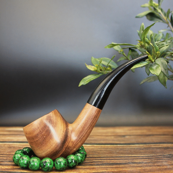 Handcrafted Tobacco Wooden Pipe Round Bowl Durable Pipe
