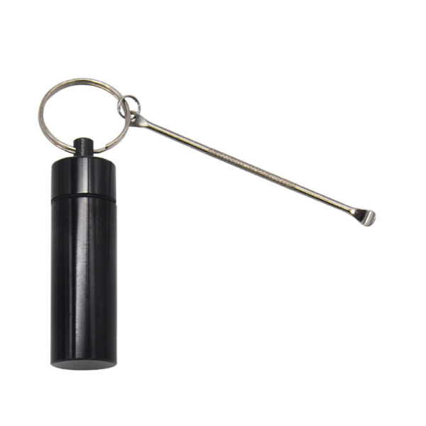 55MM Mini Metal Pill Box Container Keychain With Spoon Portable 2 PCS