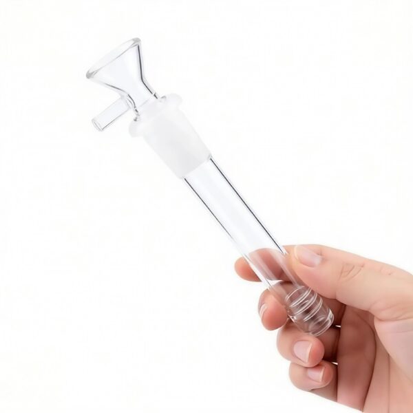 Hand held clear glass 14mm slide bowl with side grip handle