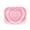Cute dark pink concentric heart print metal tin rolling tray