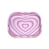 Cute concentric pink heart print metal tin rolling tray 18 x 14 cm
